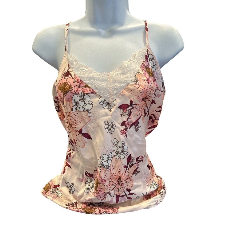 FLORA‎ by Flora Nikrooz Women’s fairy Satin Lace V-Neck Adjustable Strap Cami M